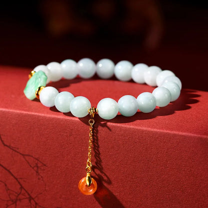 Natural Jade Ball Bracelet — Vintage Lucky Handmade Charm