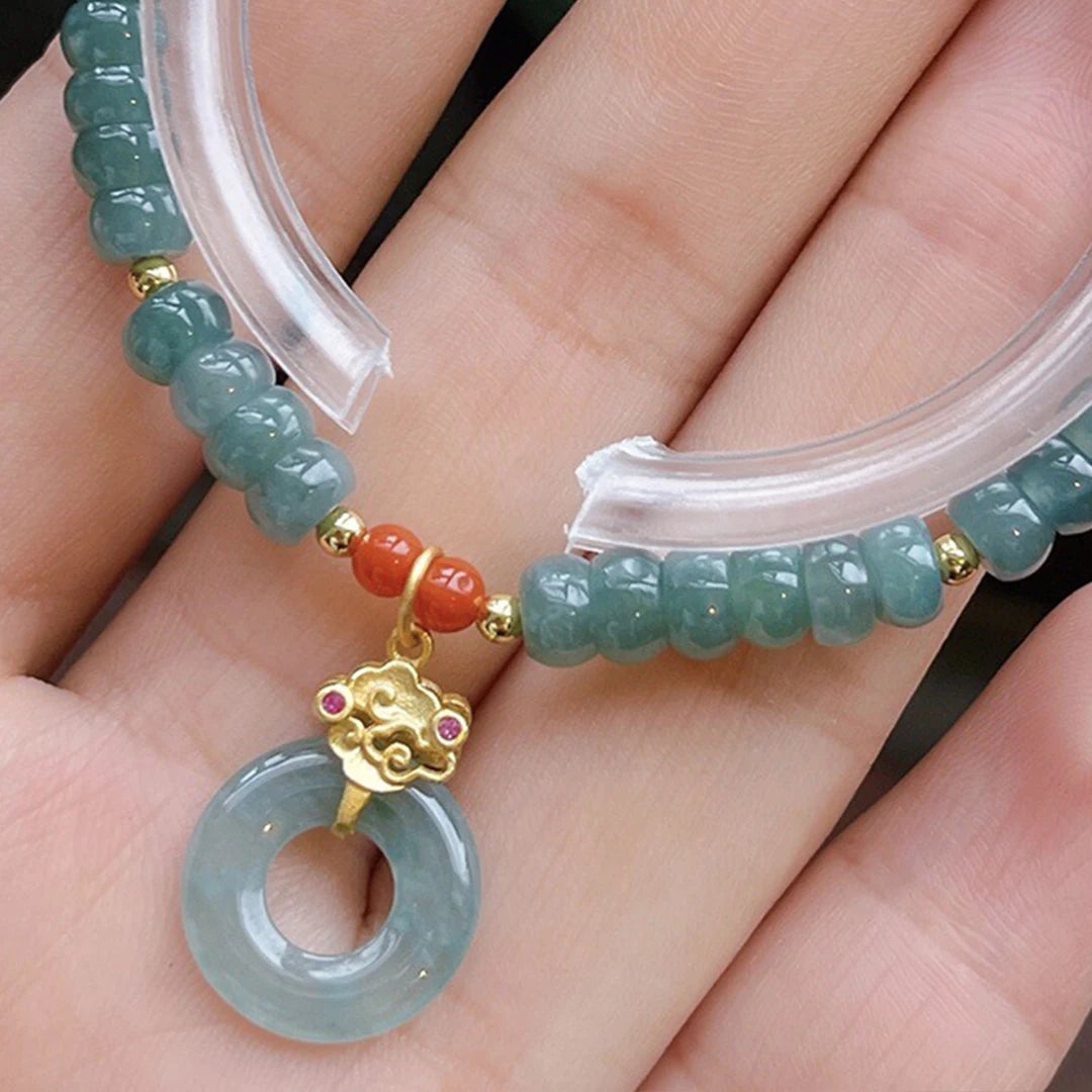 Hetian Jade Peace Button Bracelet — Feminine Lucky Pendant