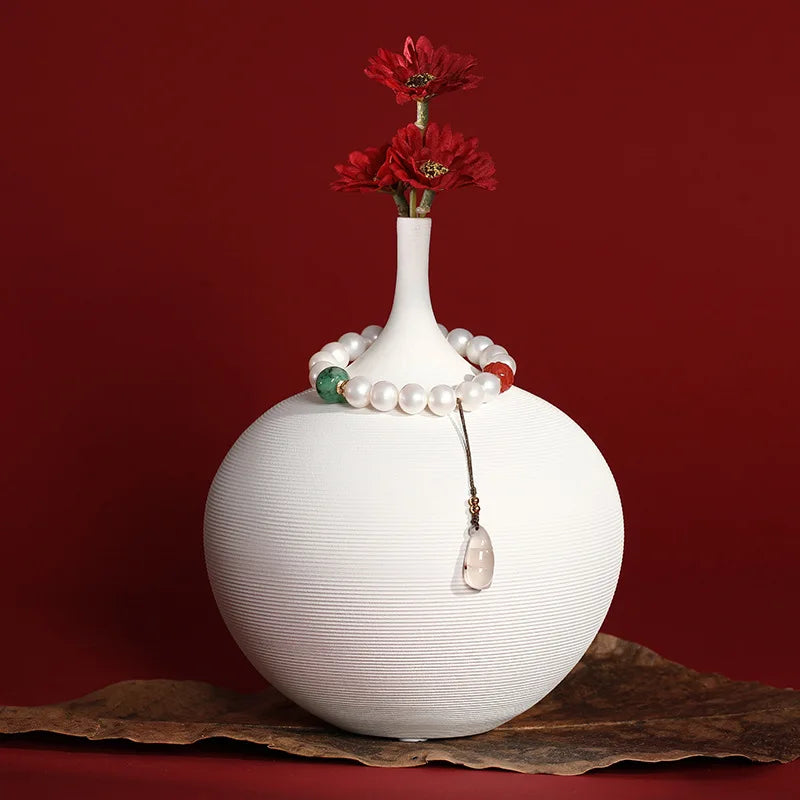 White Natural Freshwater Pearl Strand Bracelet｜Feng Shui Elegance