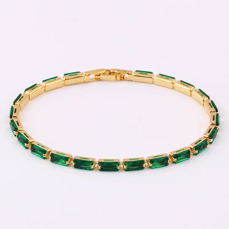 绿魅CZ微镶网球手链｜18K金电镀可调幸运护身手链