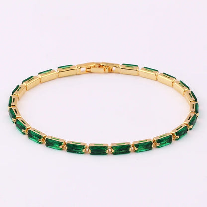 绿魅CZ微镶网球手链｜18K金电镀可调幸运护身手链