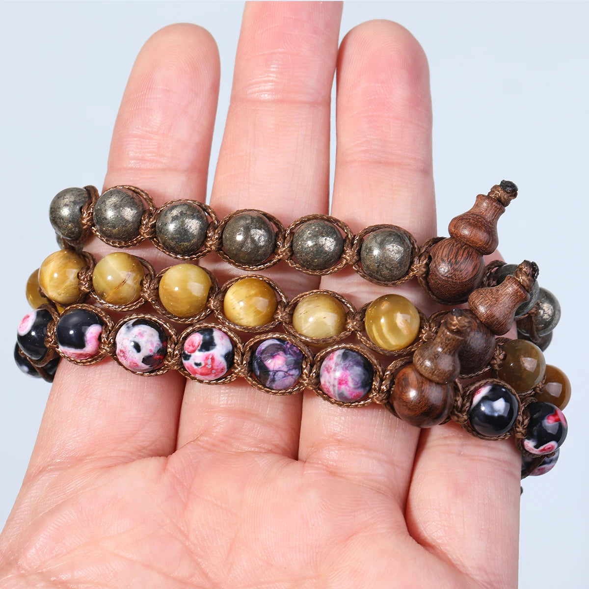 藏式金刚结天然石多色编绳手链｜护结平安 可调节情侣款