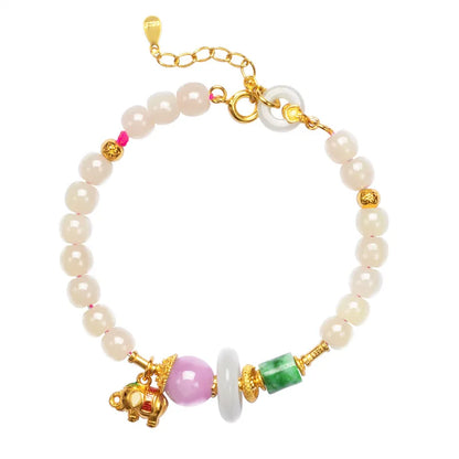 Natural Hetian Jade Bracelet for Women｜Silver & Gold-Plated Accents