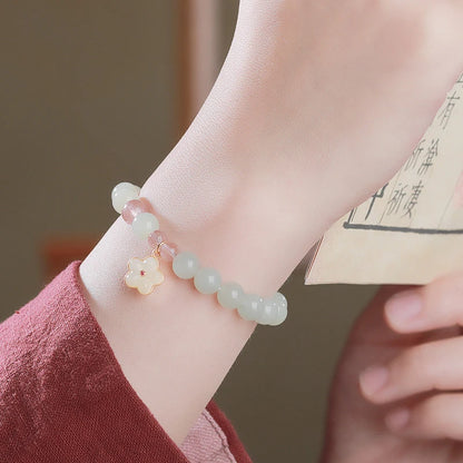 Peach Blossom Hotan Jade Ice-Bead Hand Chain｜Clear Water Bracelet