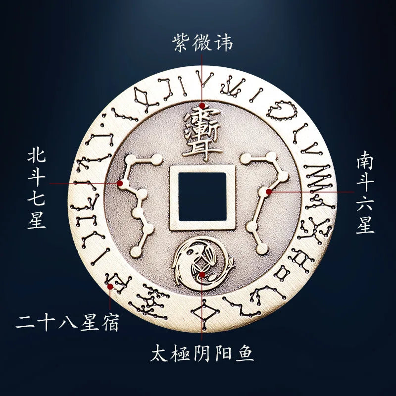 Pure Copper Taoist Nine-Char Mantra Keychain Pendant