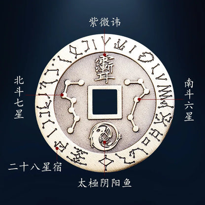 Pure Copper Taoist Nine-Char Mantra Keychain Pendant