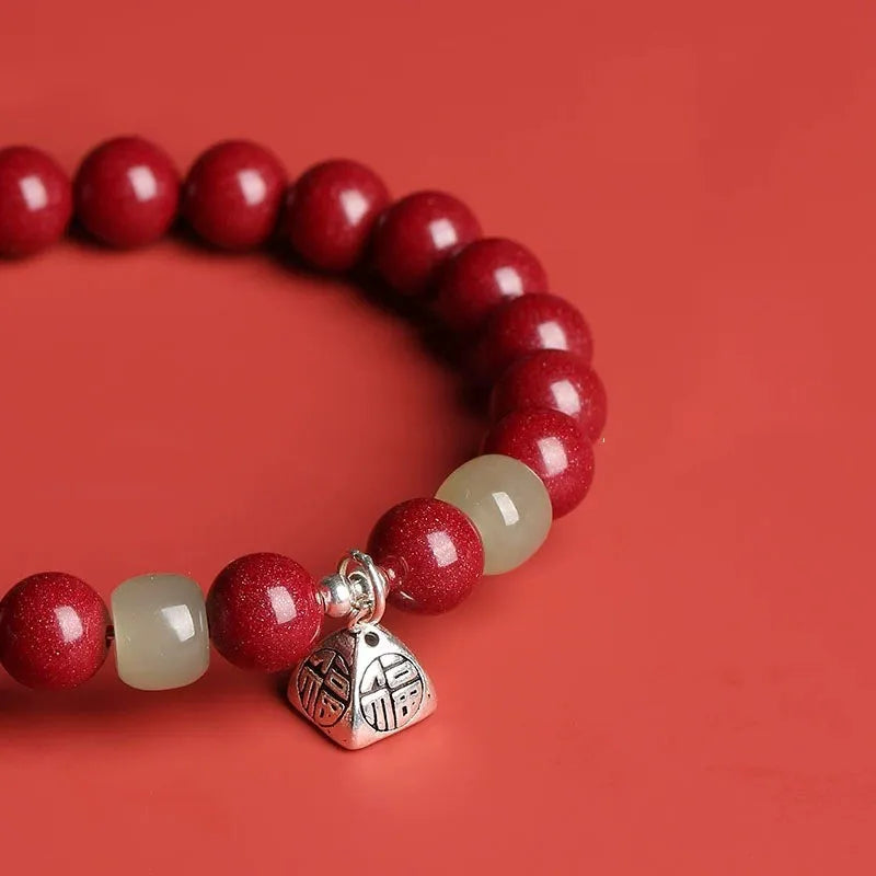 Cinnabar Ben Ming Nian Red-Rope Wealth Amulet Bracelet