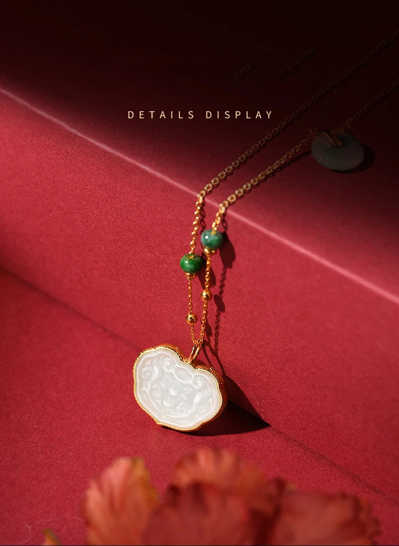 Hetian White Jade Ruyi Necklace — Collarbone Peace Pendant