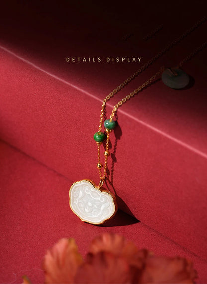 Hetian White Jade Ruyi Necklace — Collarbone Peace Pendant