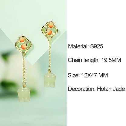 Hetian Jade Green Blossom Bracelet | 925 Silver Link