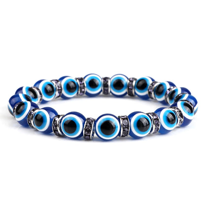 10mm Lucky Blue Evil Eye Bracelet with Charm Pendants