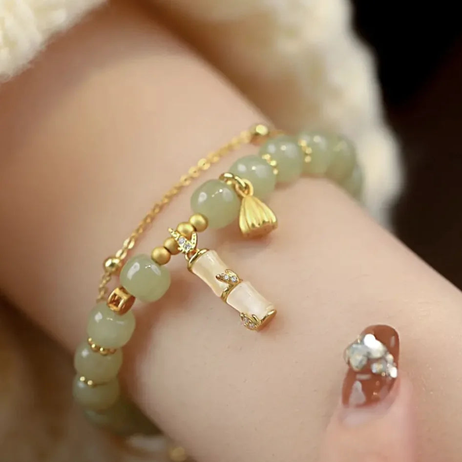 Double-layer Hetian Jade Bracelet – Lianpeng Retro Elegance