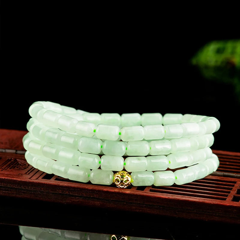 Three‑Ring Light Green Jade Bracelet — Feng Shui Elegance
