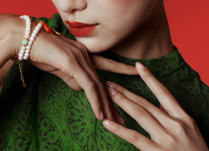 925 Sterling Silver Double Freshwater Pearl Chain Bracelet for Wedding