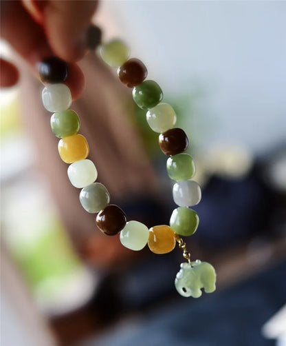 Hetian Jade 9×10mm Multicolor Bracelet｜Unisex Feng Shui Talisman
