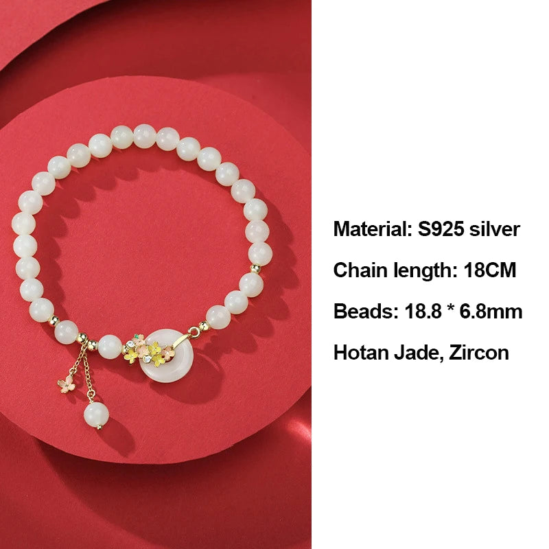 和田玉·桂花平安扣手链｜淡雅自然 开运护身