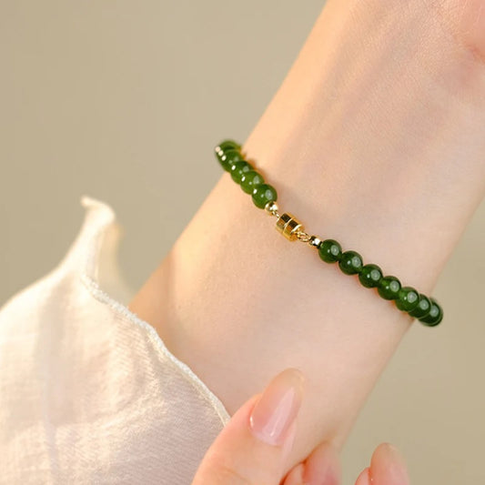 Hotan Jade Green Jasper Bracelet Jade Hand String Onyx Bracelet 925 Sterling Silver Fashion Jewelry for Women Gift Wholesale