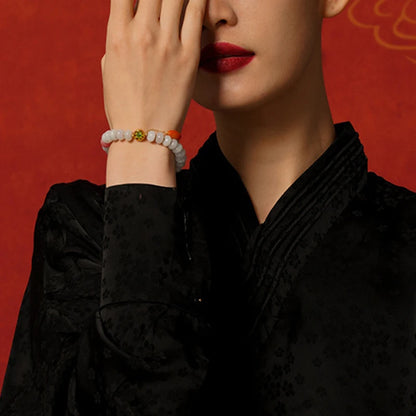 Emerald Rhodochrosite Bead Bracelet with S925 Agate