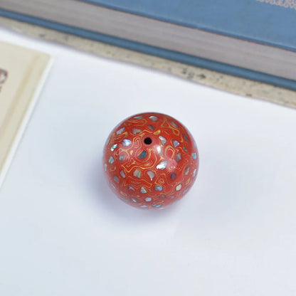 Antique Wood Circle Bracelet with Mother-of-Pearl Luck Charm