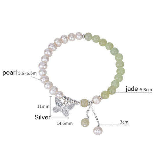 Hetian Jade Butterfly Tassel Bracelet｜Retro Luxury Woven Rope