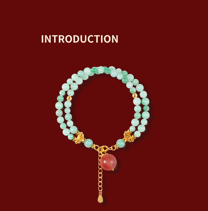 Double-Loop Hetian Jade Bracelet — S925 18K Gold Plated Nanhong 5mm