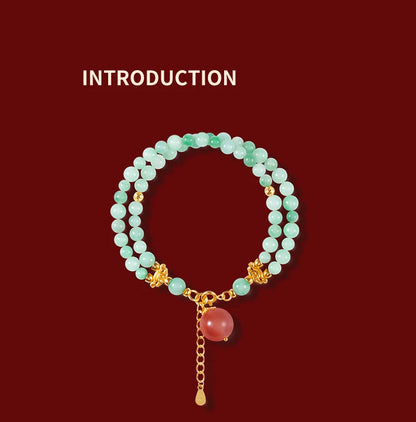 Double-Loop Hetian Jade Bracelet — S925 18K Gold Plated Nanhong 5mm