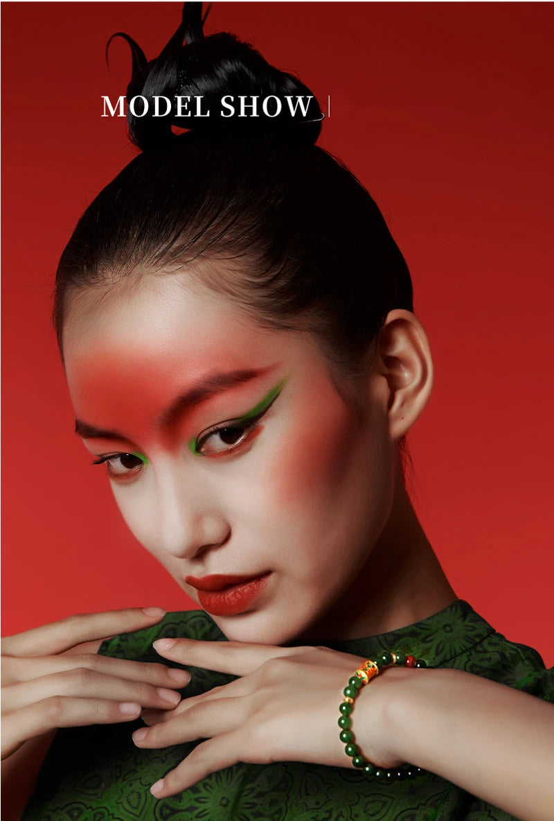 Hetian Jade Bead Bracelet | Tibetan Silver Minimalist