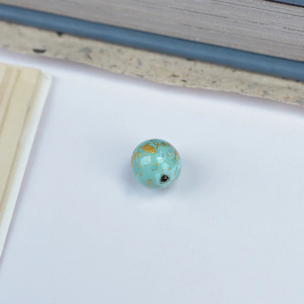 Antique Wood Circle Bracelet with Mother-of-Pearl Luck Charm