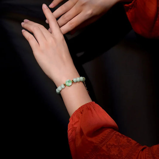 Natural Jade Ball Bracelet — Vintage Lucky Handmade Charm