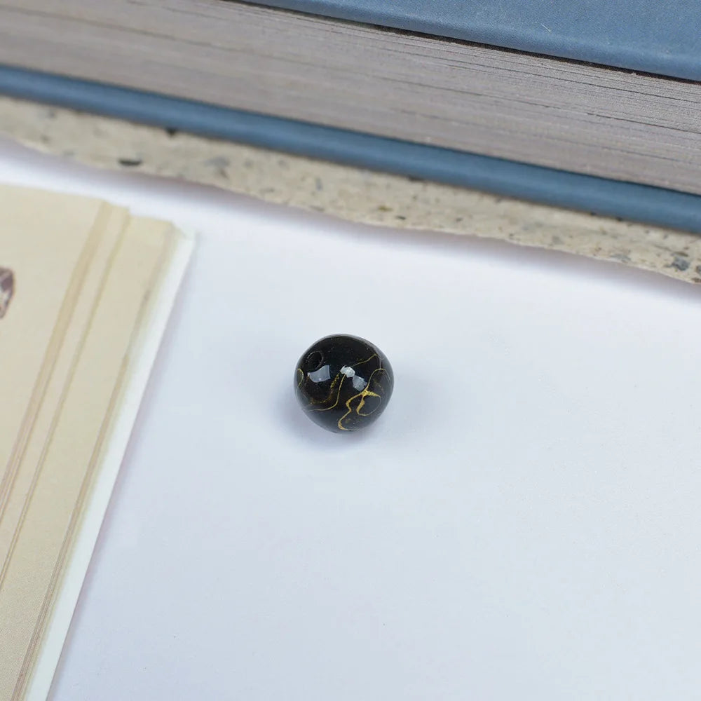 Antique Wood Circle Bracelet with Mother-of-Pearl Luck Charm