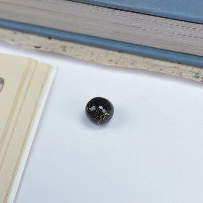 Antique Wood Circle Bracelet with Mother-of-Pearl Luck Charm