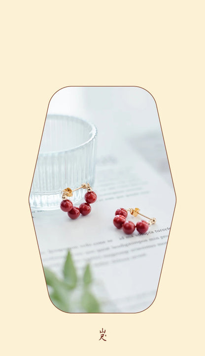 Handmade Red Agate Drop Earrings | Vintage Feng Shui Charm
