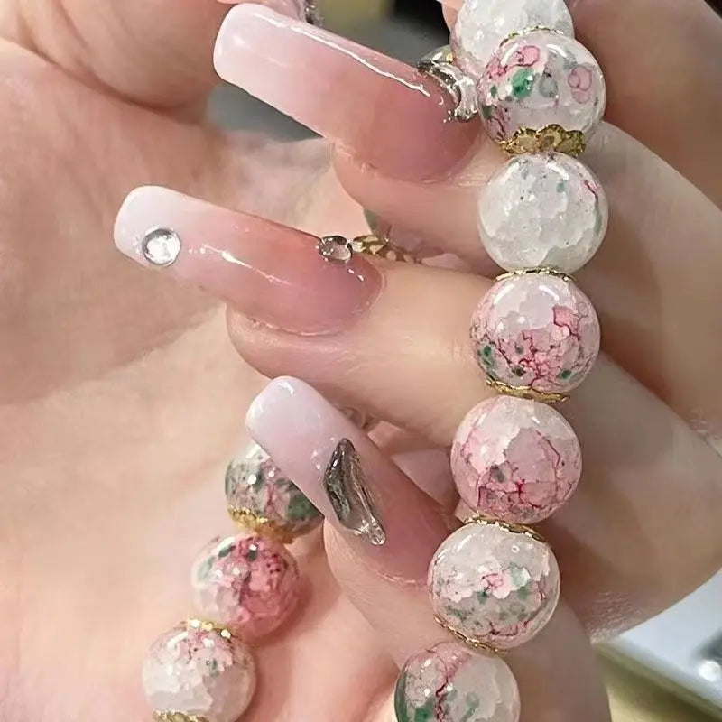 Y2K Sweet Cherry Blossom Crystal Beaded Bracelet