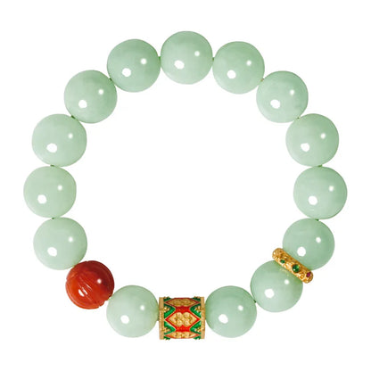 Natural A-Grade Jadeite Bead Bracelet — S925 Silver Mother's Gift