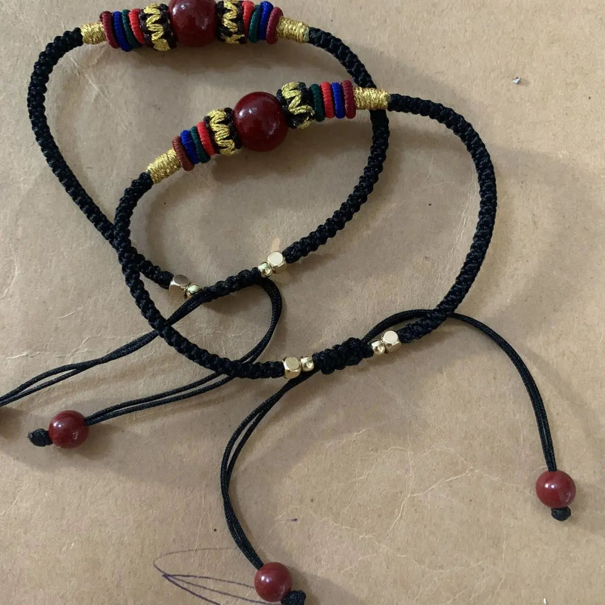 Cinnabar Woven Red Rope Bracelet — Aventurine Lucky Bead