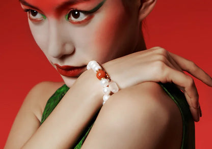 White Natural Freshwater Pearl Strand Bracelet｜Feng Shui Elegance