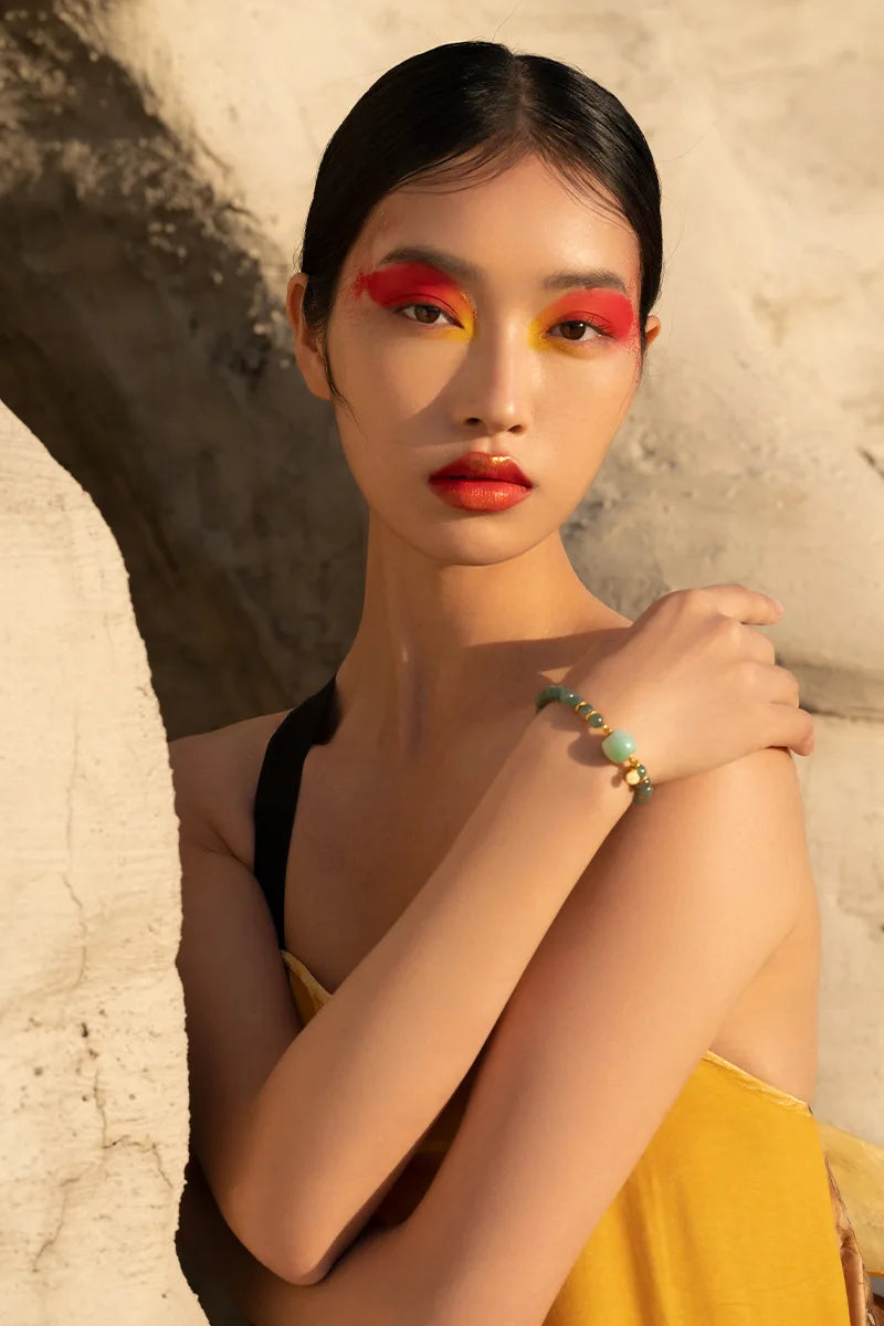 Hetian Jade Bead Bracelet | Tibetan Silver Minimalist