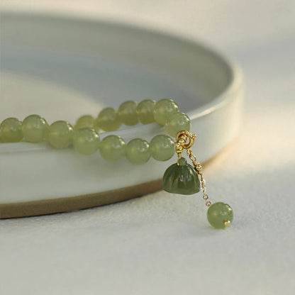 Lotus Pendant Hetian Jade Bracelet – Wedding Charm