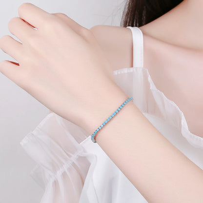 925纯银2mm绿松石蓝网球手链｜灵性护身 开运转运首选