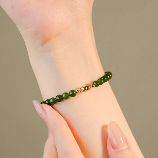 Hotan Jade Green Jasper Bracelet Jade Hand String Onyx Bracelet 925 Sterling Silver Fashion Jewelry for Women Gift Wholesale