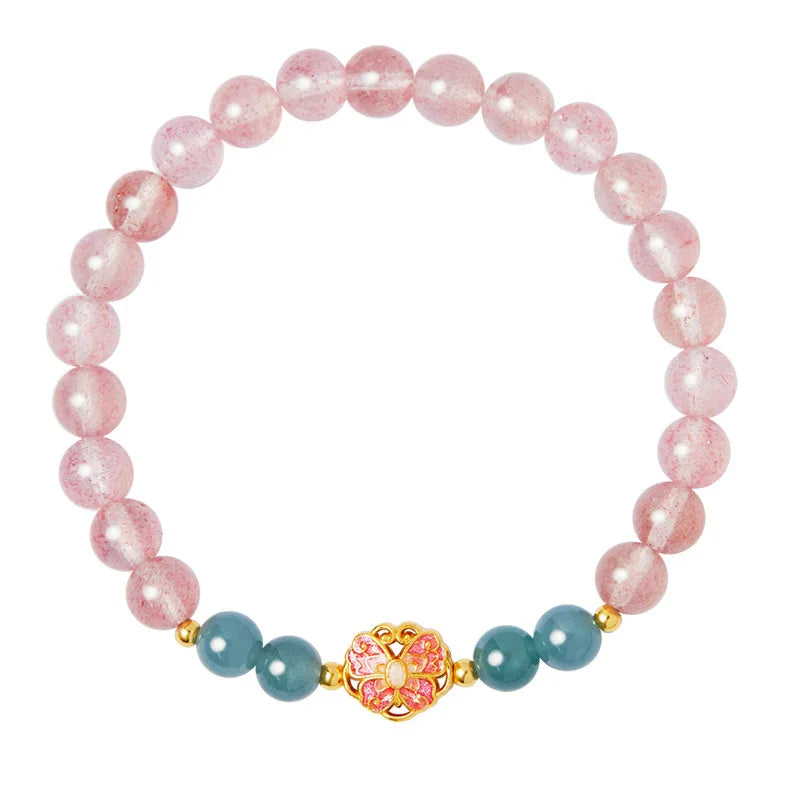 Blue Pink Crystal Butterfly Bracelet | Spiritual Transformation & Elegant Harmony