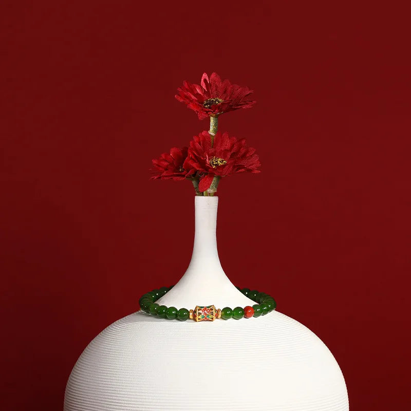 Hotan Jasper & Sterling Silver Hand-String Bracelet for Women