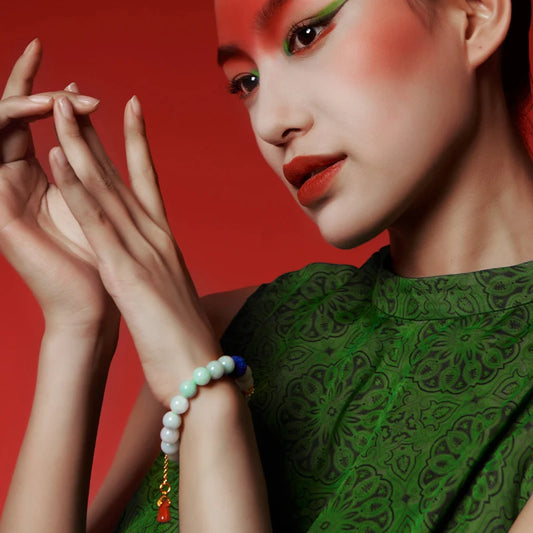 Natural Jadeite Agate Lapis Lazuli Beaded Bracelet for Women