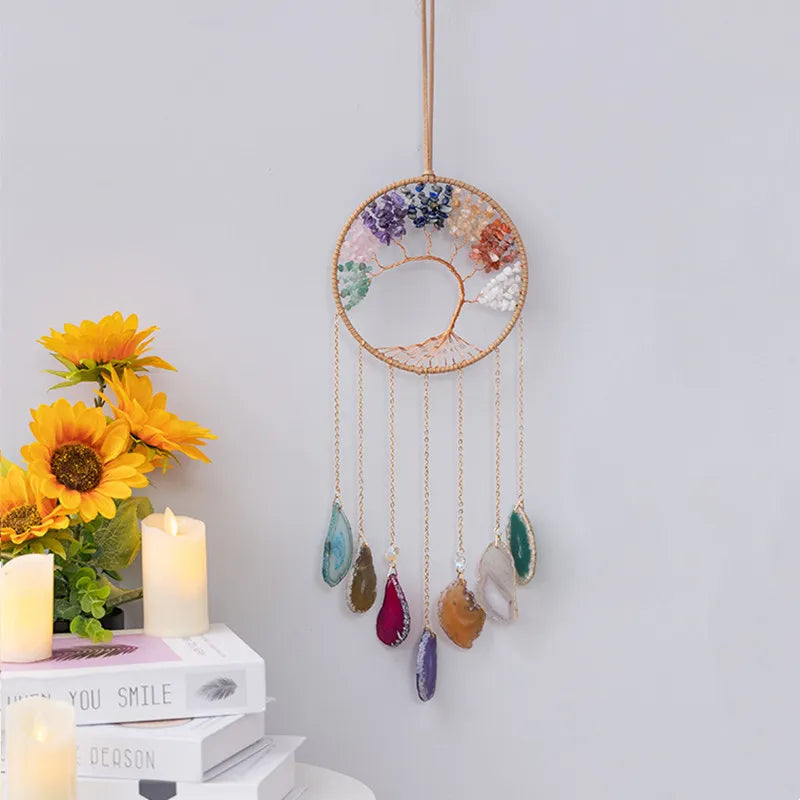 粉水晶生命之树捕光挂饰｜招爱转运能量水晶