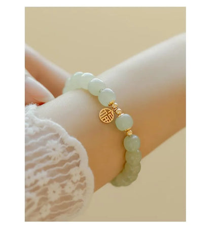 Natural Hotan Jade Wrapped Bracelet — Light Luxury Good Luck Gift