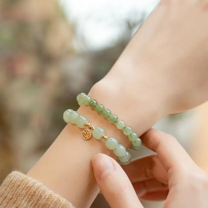 Natural Hotan Jade Wrapped Bracelet — Light Luxury Good Luck Gift