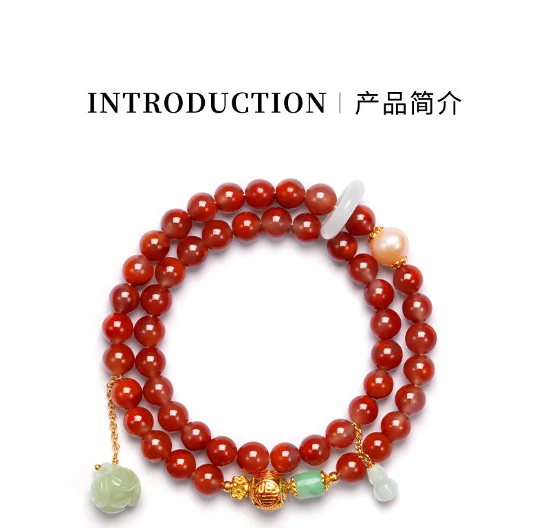 Sichuan Nanhong Two-Turn Hetian Jade Bracelet — Silver-Gold