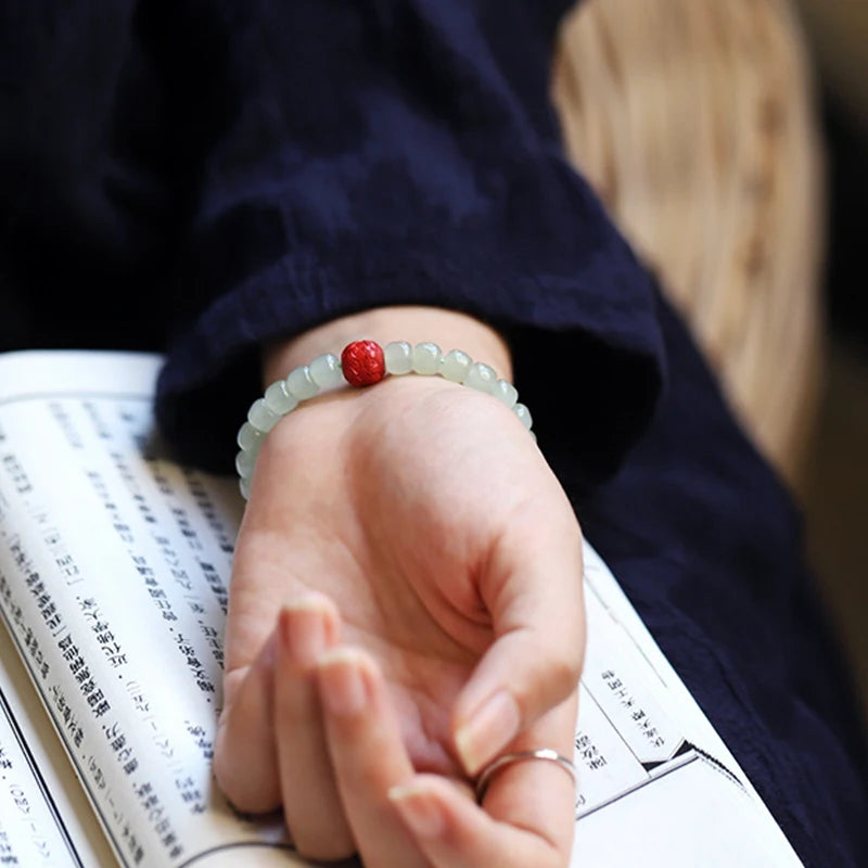Hetian Jade Buddha Bracelet — Benmingnian Protection for Couples