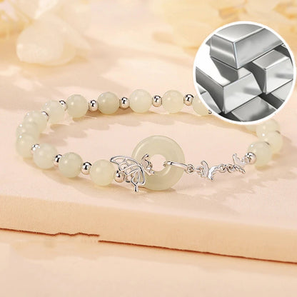 Sterling Silver Butterfly Bracelet | Light-Green Semi-Precious Gift