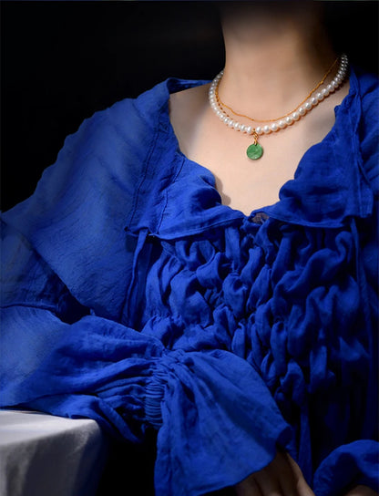 Freshwater Pearl Double-Circle Choker Pendant Premium